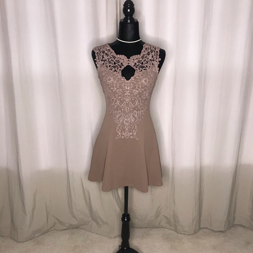 Tan fun mini dress
